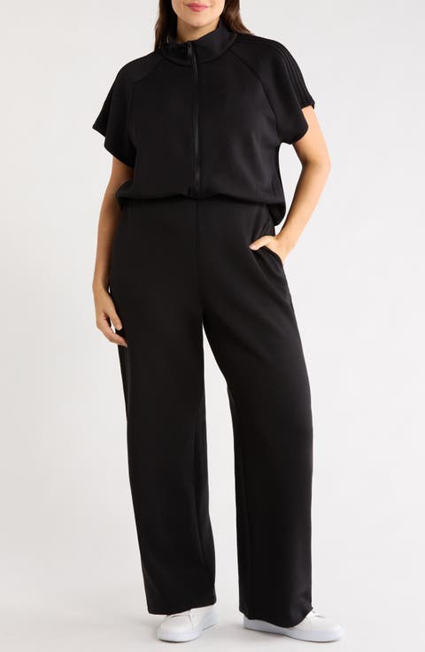 Pintuck Half Zip Jumpsuit