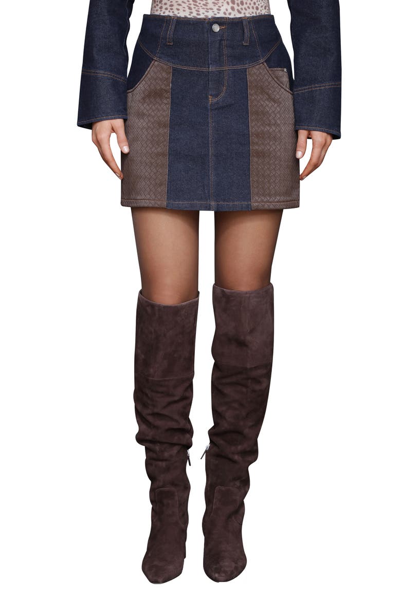 Combo Western Miniskirt, Main, color, RINSE/CHOCOLATE