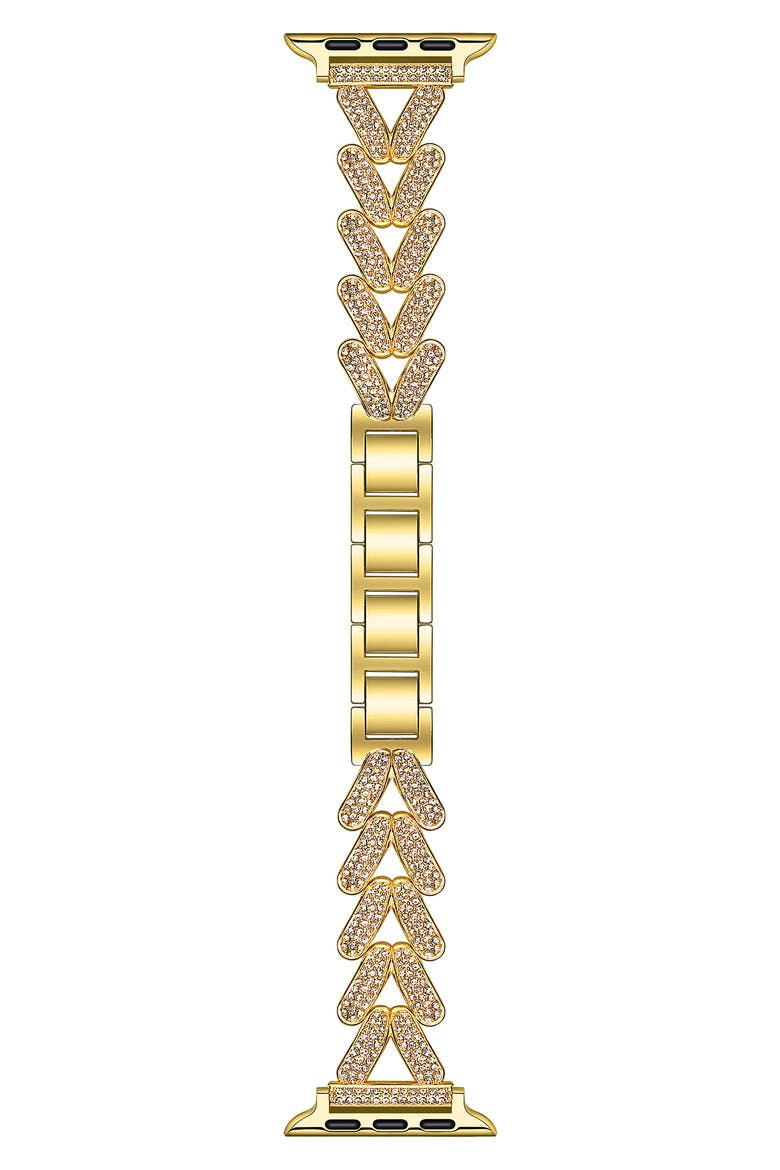 Valentina Stainless Steel & Rhinestone Apple Watch® Bracelet Watchband, Main, color, GOLD