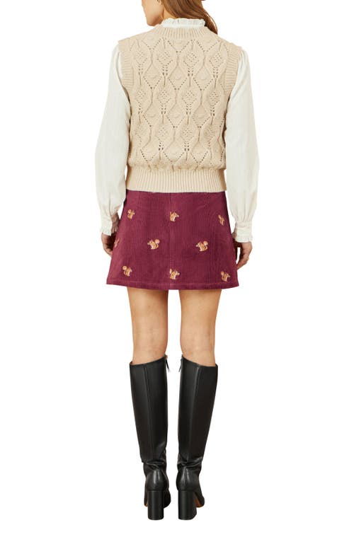 Yumi Corduroy Daisy Mini Skirt In Burgundy