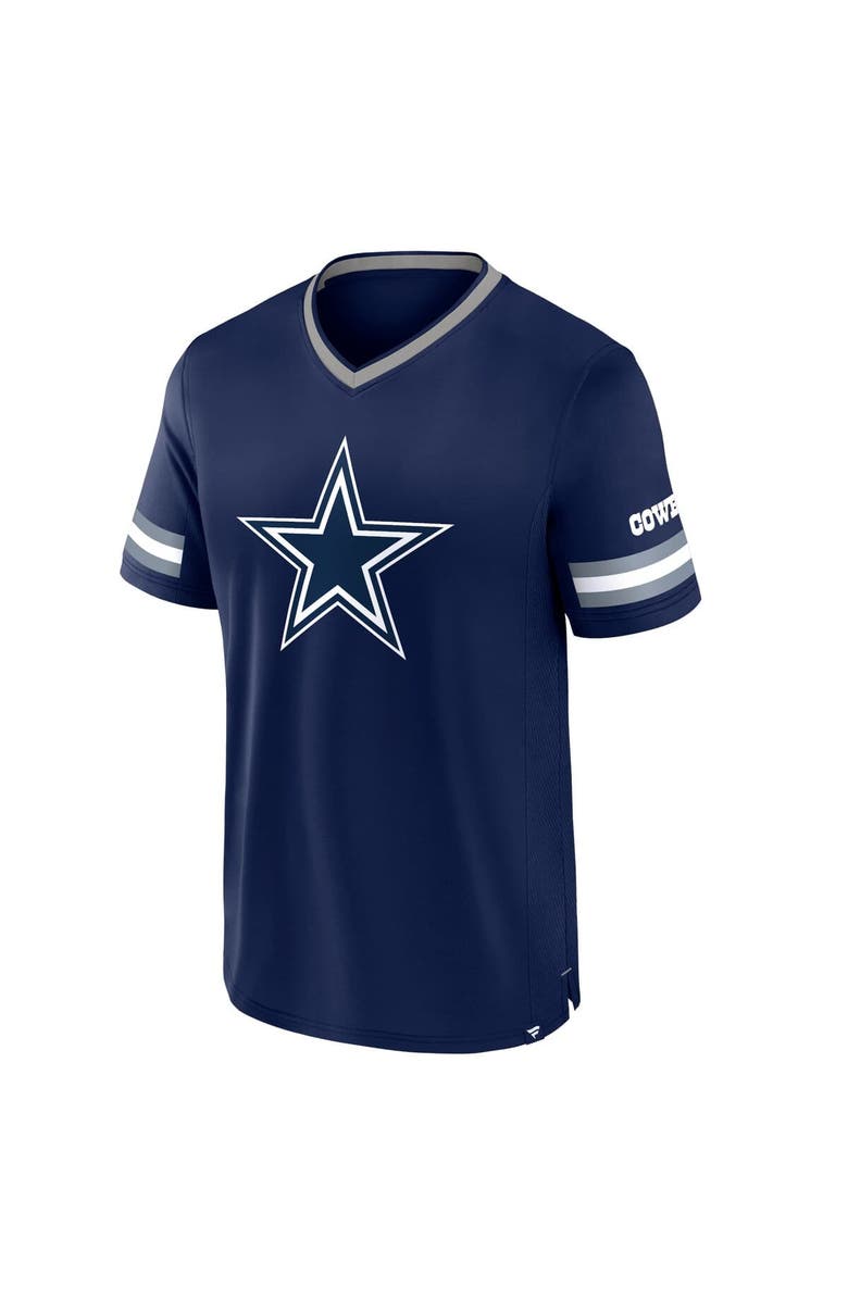 FANATICS Men's Fanatics Navy Dallas Cowboys Stripe Stacking V-Neck T-Shirt, Alternate, color, Navy