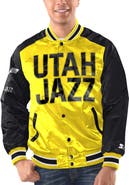 STARTER Men's Starter Yellow/Black Utah Jazz Renegade Satin Full-Snap Varsity Jacket