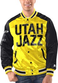 STARTER Men's Starter Yellow/Black Utah Jazz Renegade Satin Full-Snap Varsity Jacket