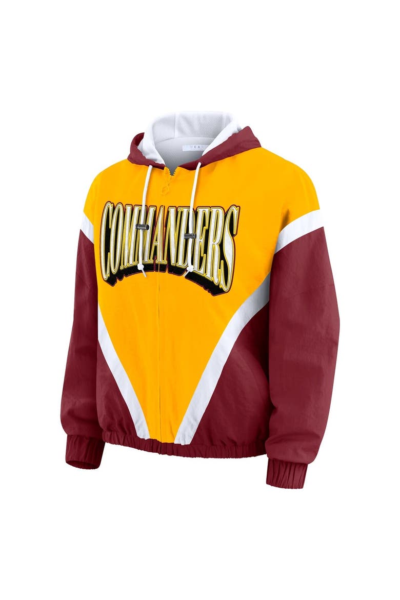 Women's WEAR by Erin Andrews Gold/Burgundy Washington Commanders Retro Crinkle Full-Zip Hoodie Windbreaker, Alternate, color, Gold