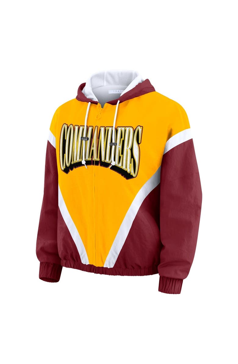 WEAR by Erin Andrews Women's WEAR by Erin Andrews Gold/Burgundy Washington Commanders Retro Crinkle Full-Zip Hoodie Windbreaker, Alternate, color, Gold