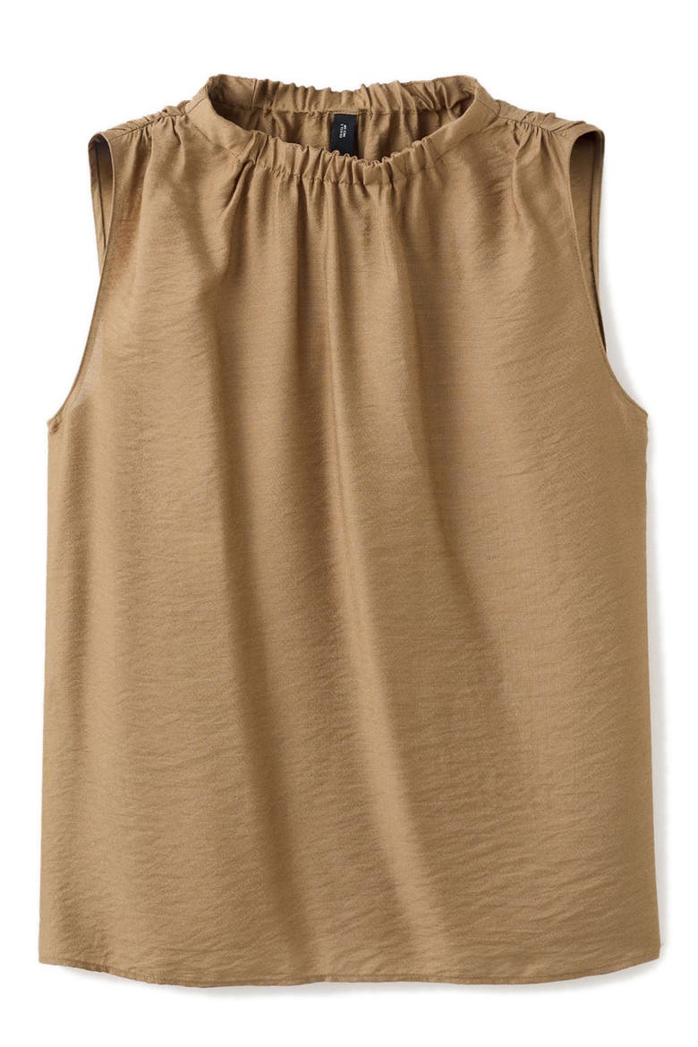 Mock Neck Satin Top, Main, color, BROWN