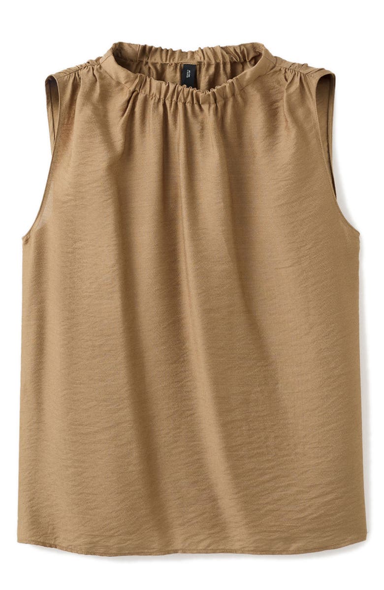 MANGO Mock Neck Satin Top, Main, color, Brown