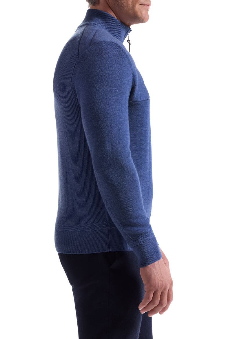 Merino Wool Quarter Zip Polo Sweater, Alternate, color, COBALT