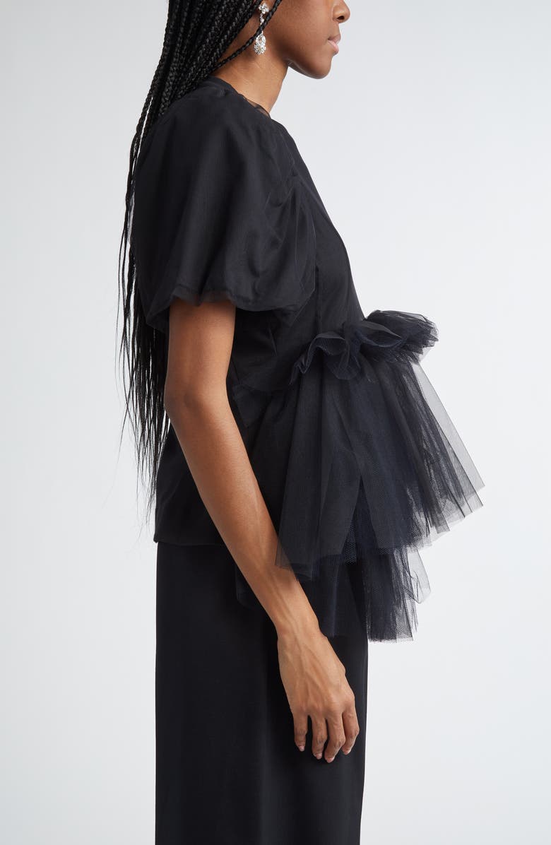 Simone Rocha Puff Sleeve Tutu Top, Alternate, color, Black