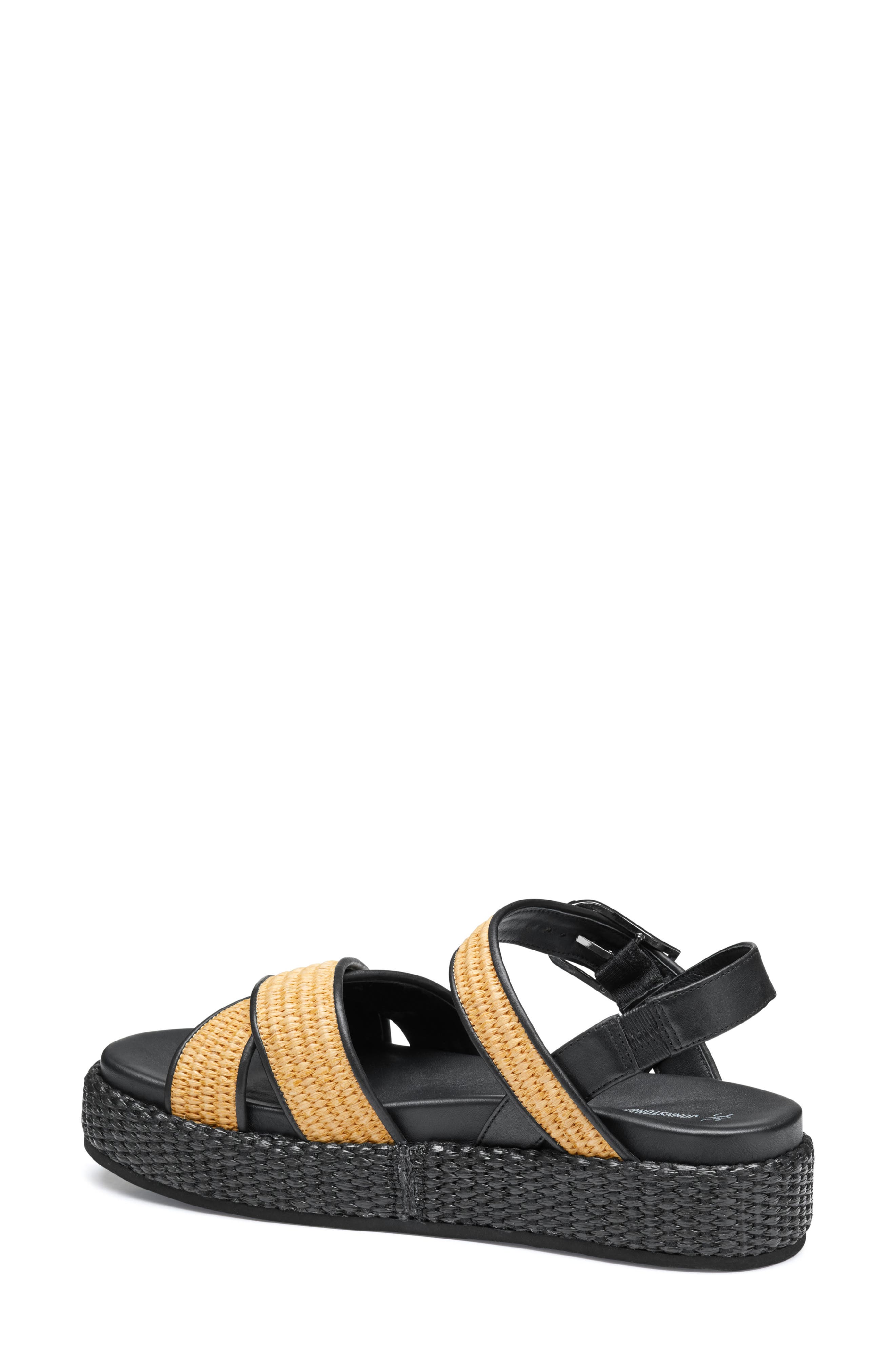 Johnston & Murphy Carli Ankle Strap Platform Sandal, Alternate, color, Black Nappa Leather