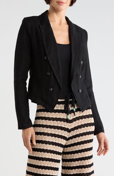 Wayne Double Breasted Linen Crop Blazer