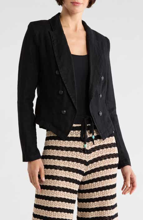 Wayne Double Breasted Linen Crop Blazer