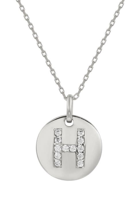 Cubic Zirconia Initial Disc Pendant Necklace