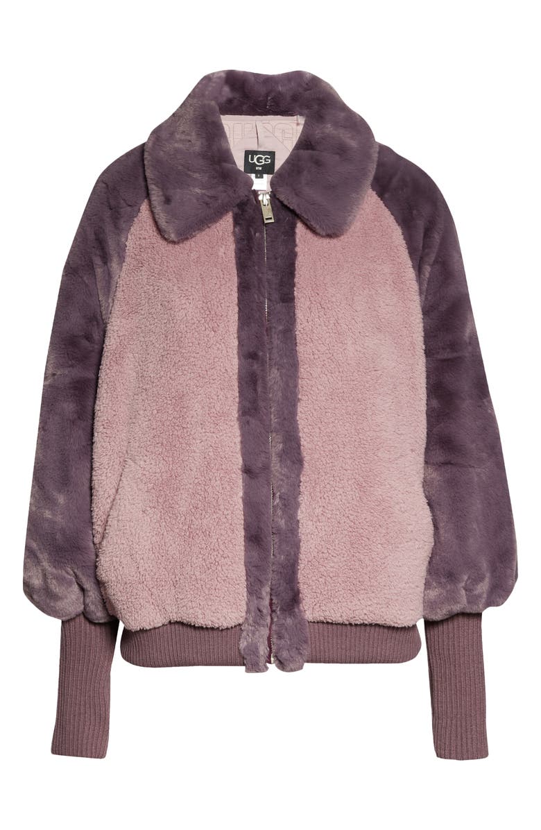UGG<sup>®</sup> Augusta Faux Fur & Faux Shearling Baseball Jacket, Alternate, color,