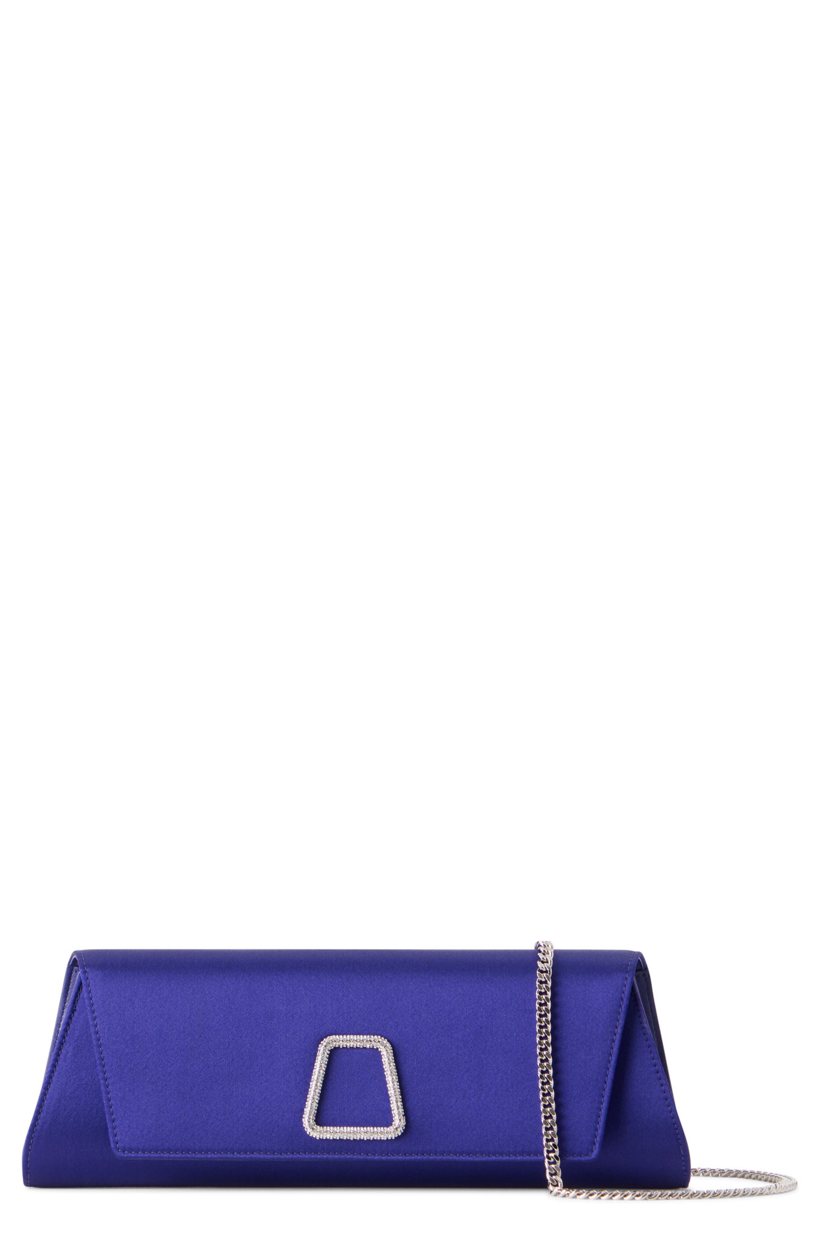 Small Anouk East/West Silk Satin Clutch, Main, color, AMETHYST