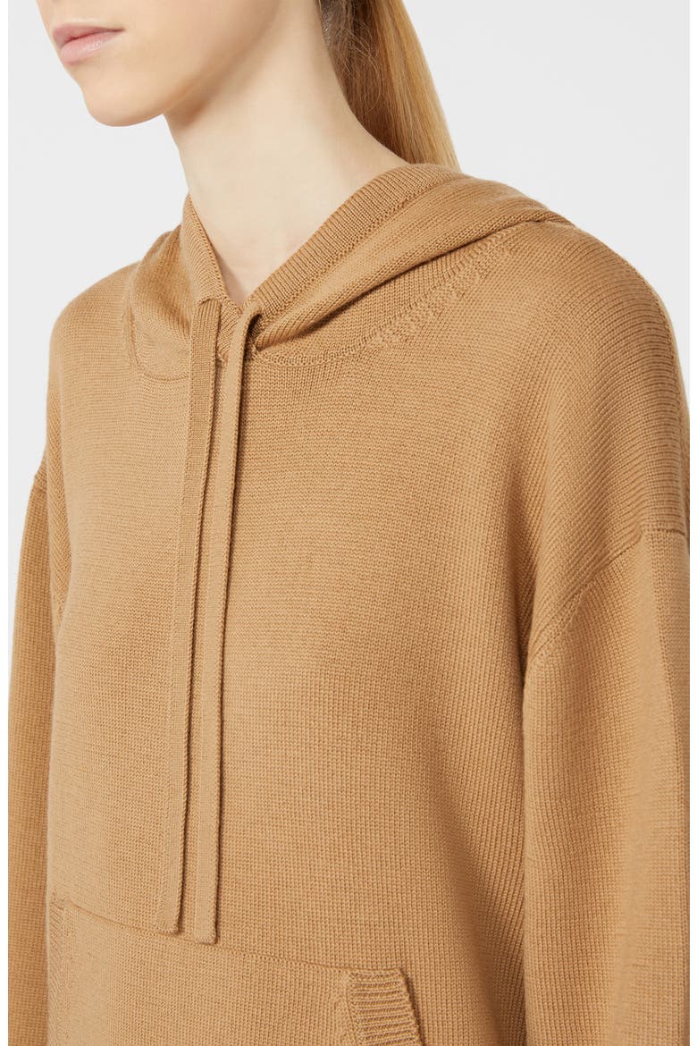 Loria Virgin Wool Sweater Hoodie, Alternate, color, CAMEL