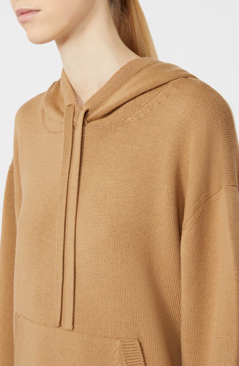MM by Max Mara Loria Virgin Wool Sweater Hoodie, Alternate, color, Camel