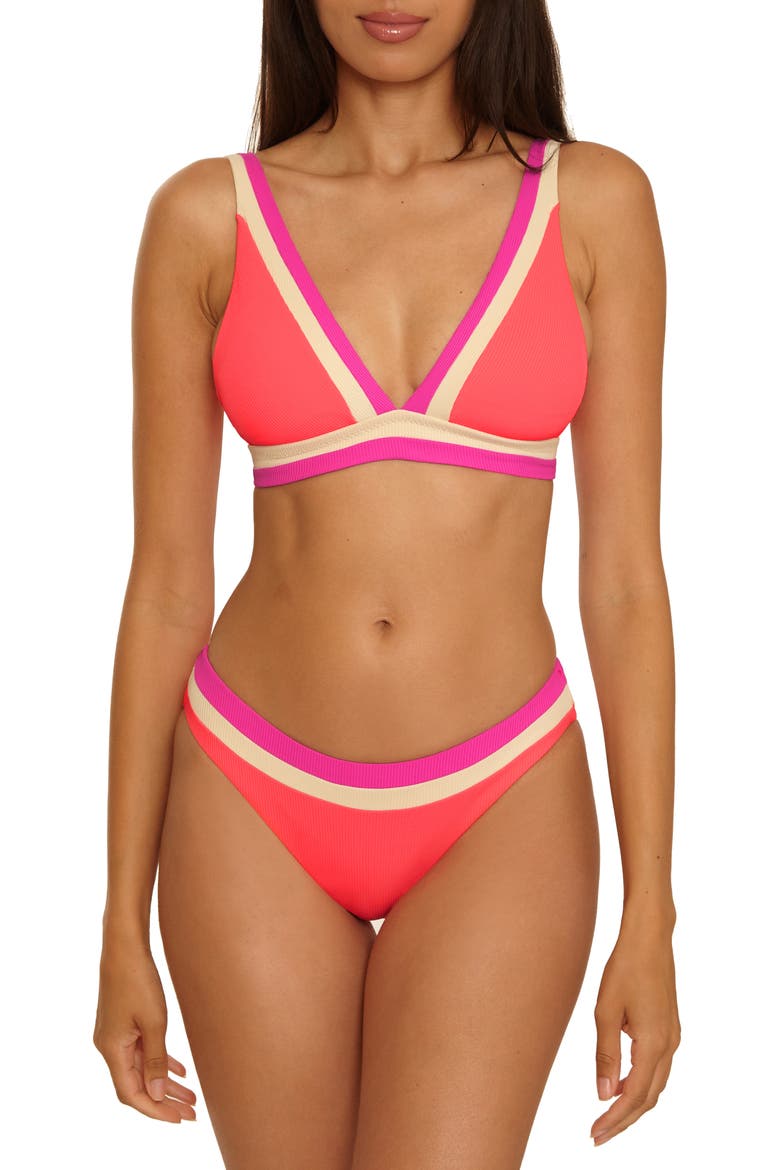 Coast Line Triangle Bikini Top, Alternate, color, CALIENTE