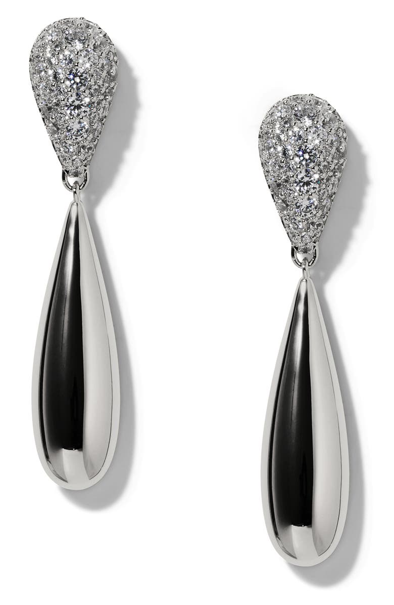 Nadri Pisa Pavé Drop Earrings, Main, color, Rhodium