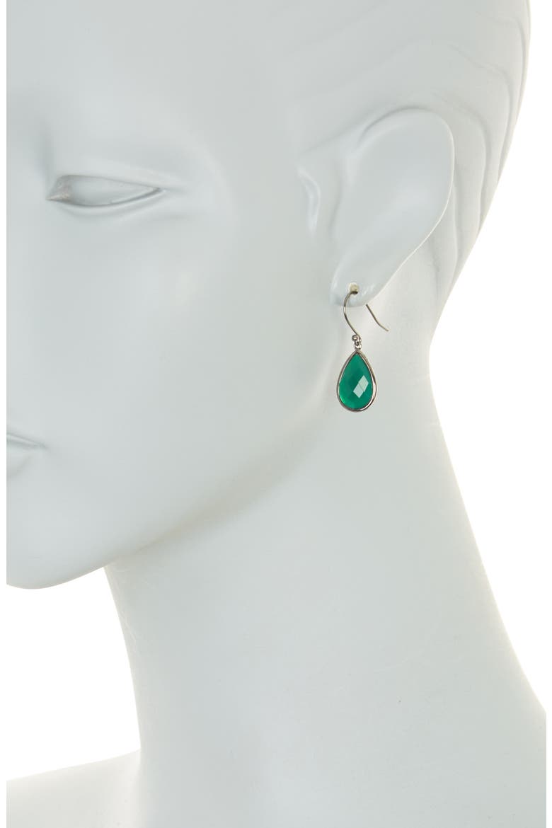 Green Onyx Pear Drop Earrings, Alternate, color, SILVER