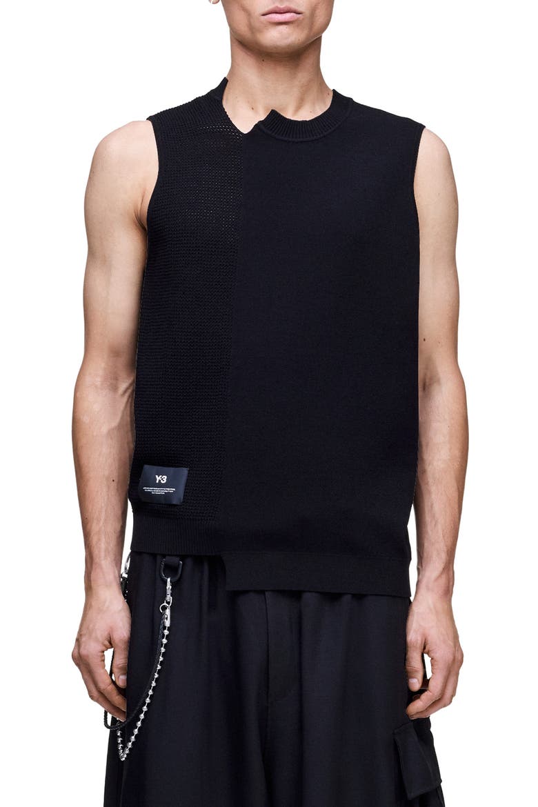 GFX 3-Stripes Decconstructed Sweater Vest, Main, color, BLACK