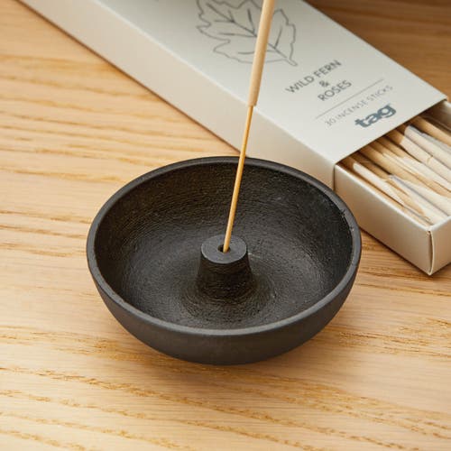 Tag Amani Bowl Black Iron Incense Stick Holder Dishwasher Safe In Black