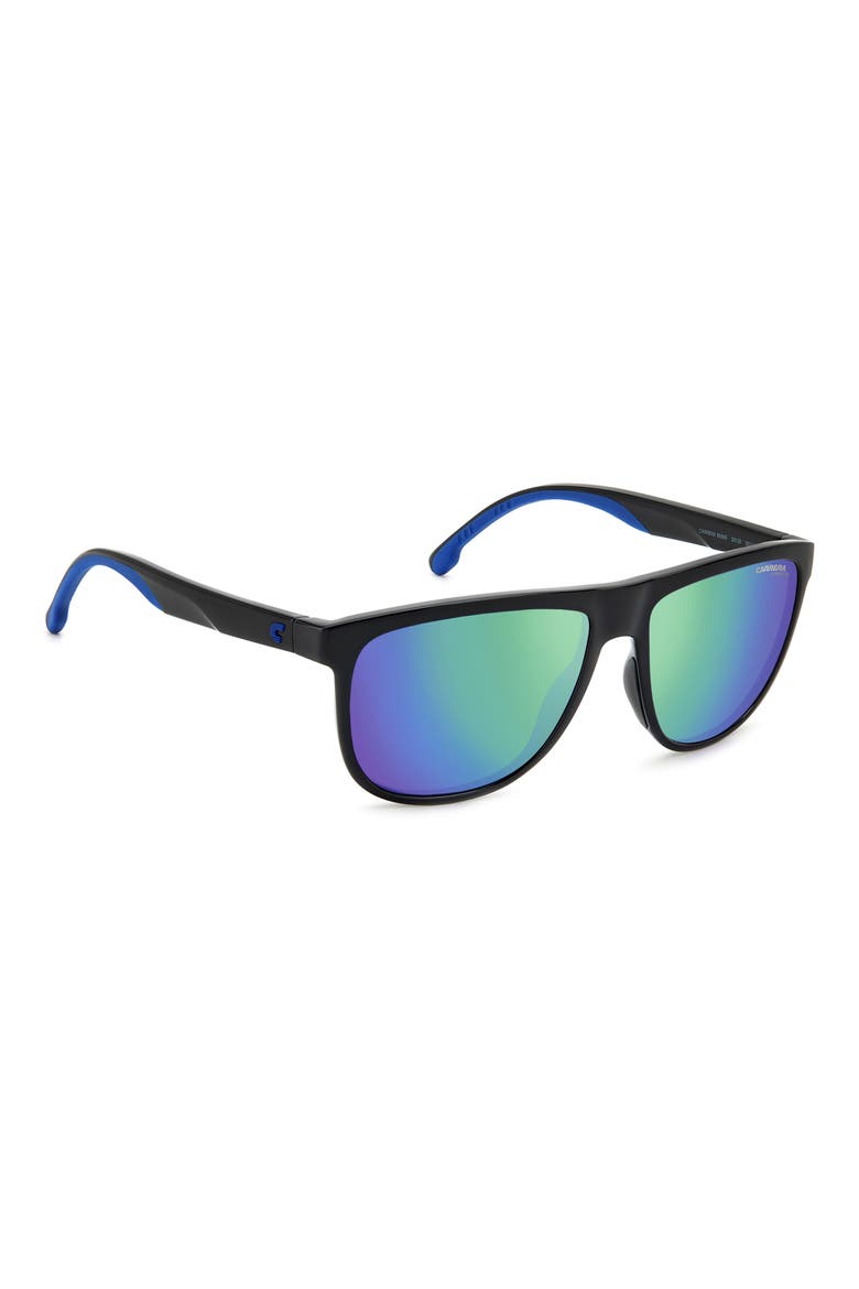8059/S 58mm Mirrored Rectangle Sunglasses, Alternate, color, BLACK BLUE