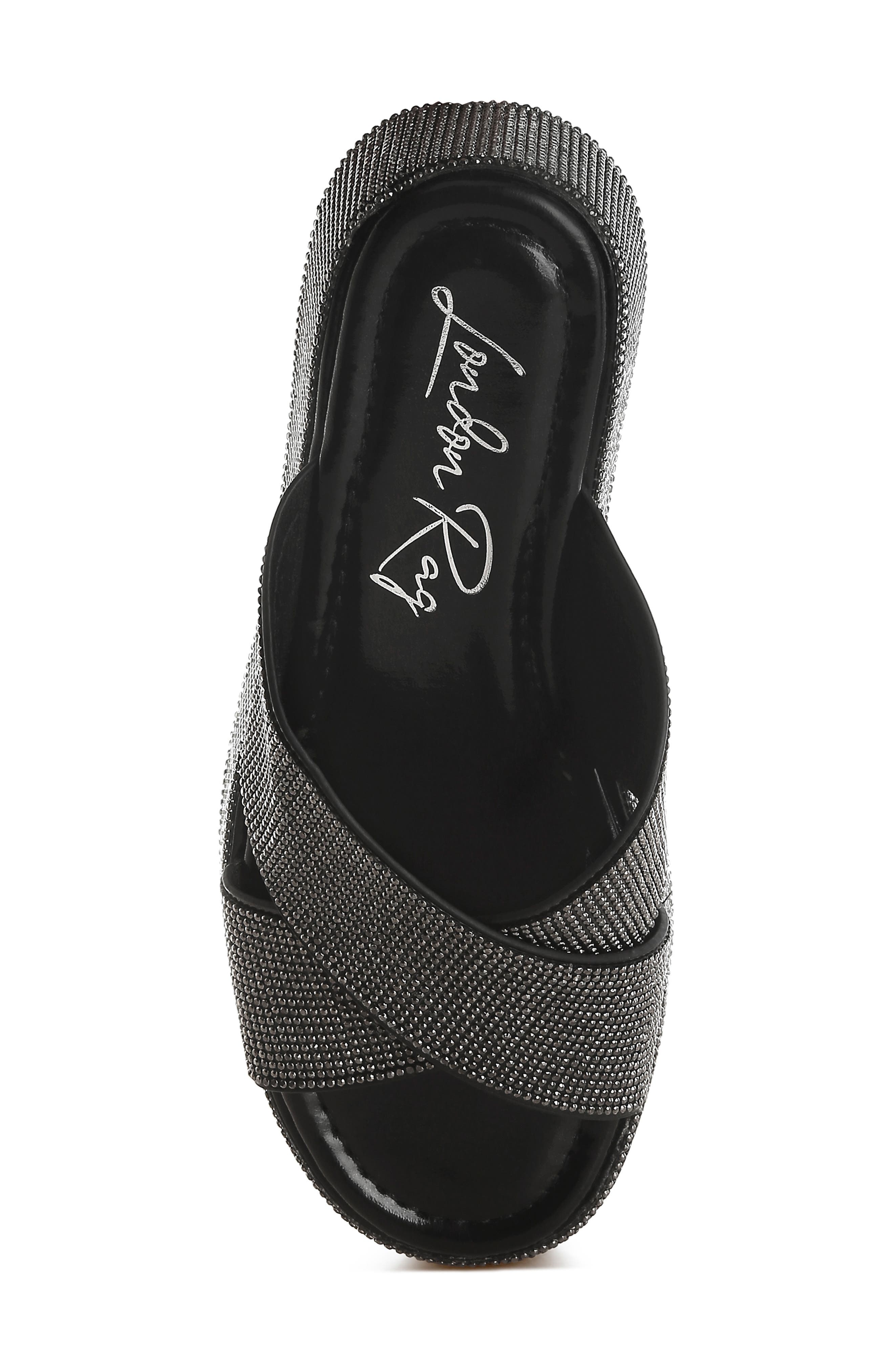 LONDON RAG Adena Crystal Embellished Platform Sandal, Alternate, color, Black