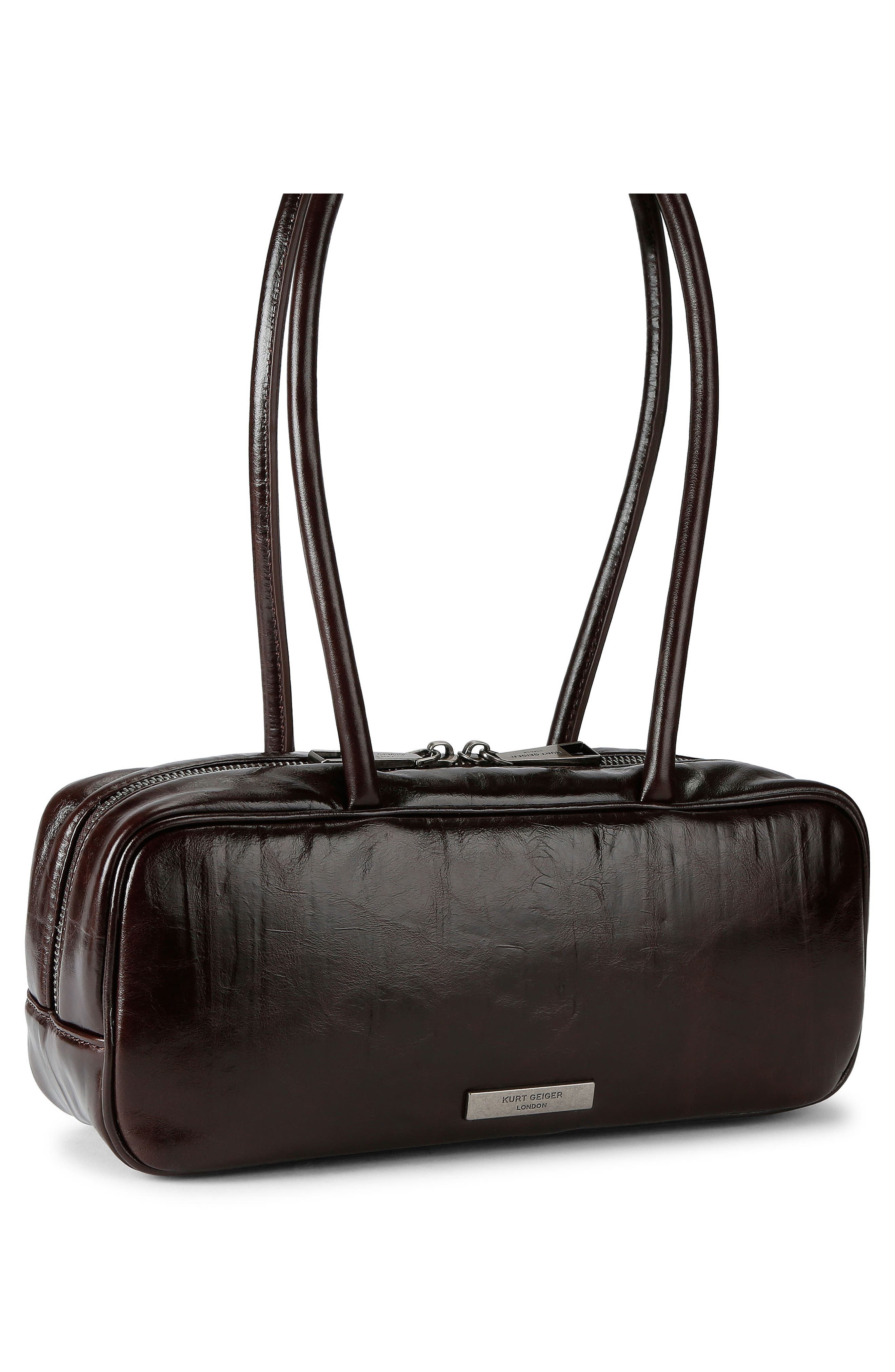 Small Celia Leather Duffle Bag, Alternate, color, DARK BROWN