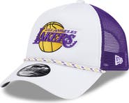 New Era Men's New Era White/Purple Los Angeles Lakers Court Sport Foam A-Frame 9FORTY Adjustable Trucker Hat