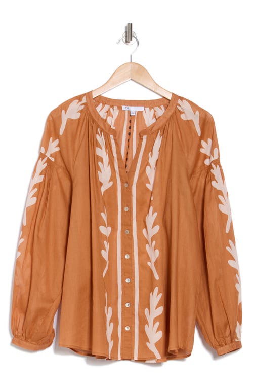 Dr2 By Daniel Rainn Border Print Button-up Shirt In Orange