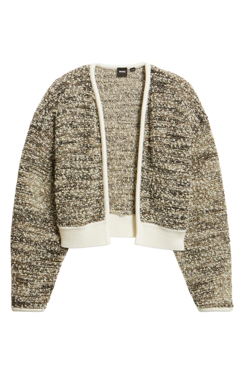 BOSS Flelani Metallic Virgin Wool Blend Open Front Cardigan, Alternate, color, Lurex Slub