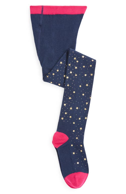 Mini Boden Kids' Cotton Blend Tights in Navy Foil Stars 