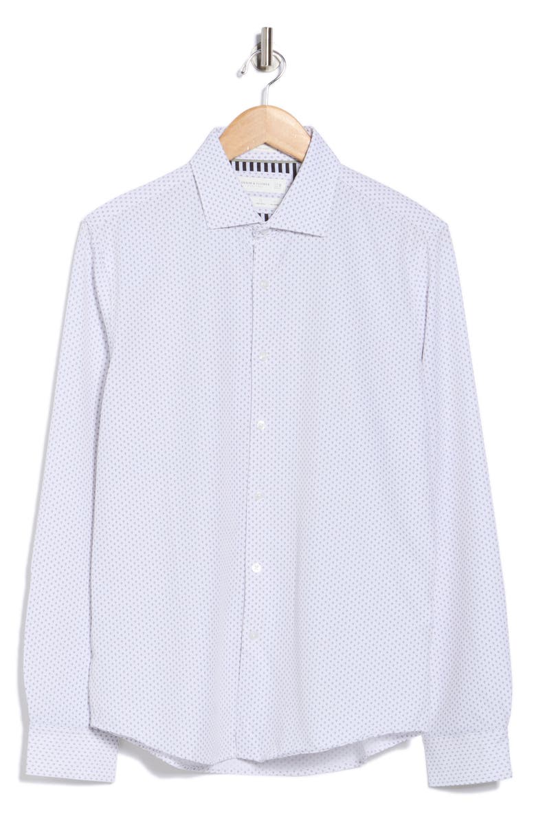 DENIM AND FLOWER Geometric Print Button-Up Shirt, Alternate, color, White