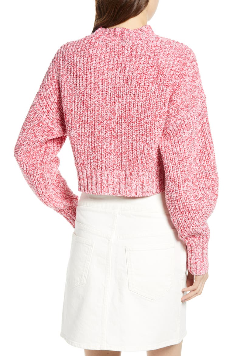 Blouson Sleeve Sweater, Alternate, color, PINK MELANGE