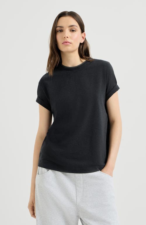 Brunello Cucinelli Stretch cotton jersey t-shirt with monili in Anthracite at Nordstrom, Size Medium
