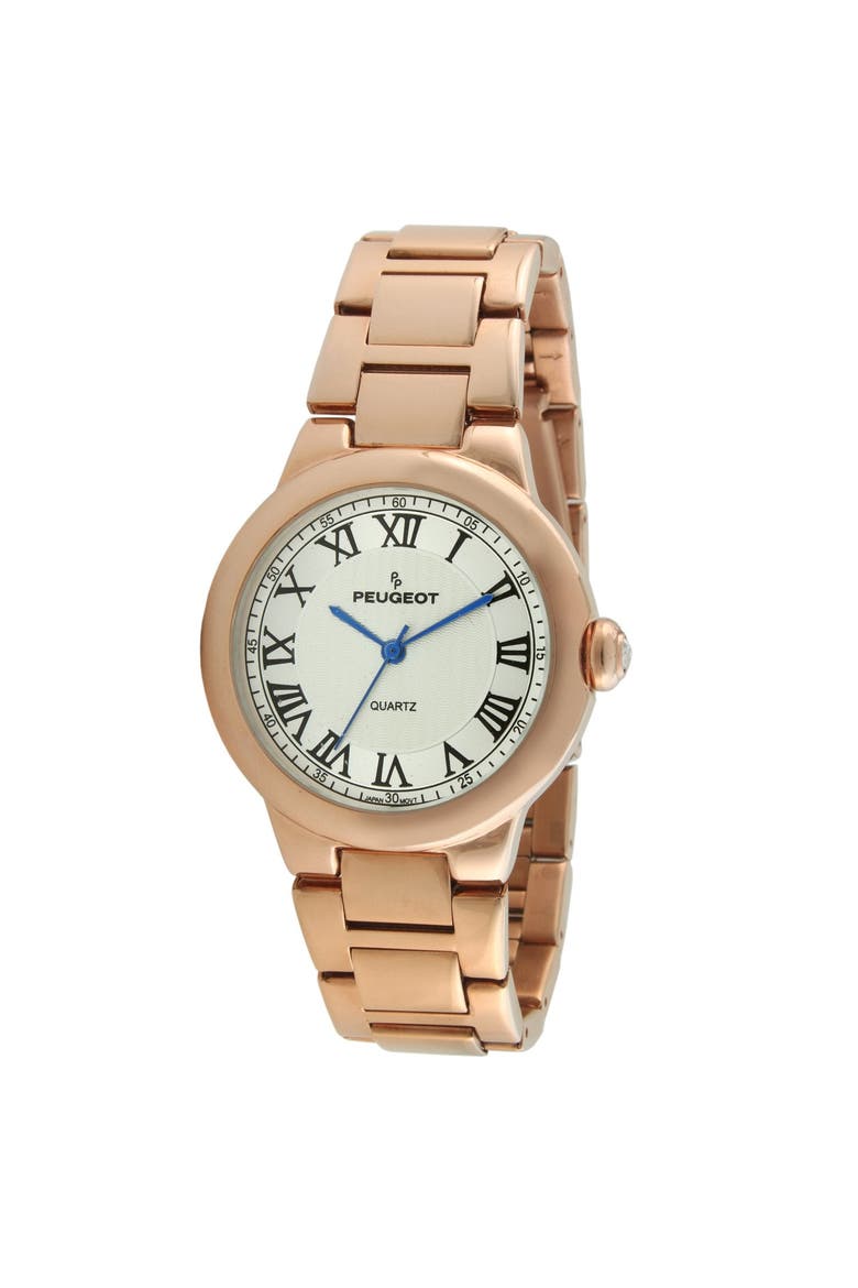 Elegant Round Roman Numeral Bracelet Watch- 36MM, Main, color, Rose Gold