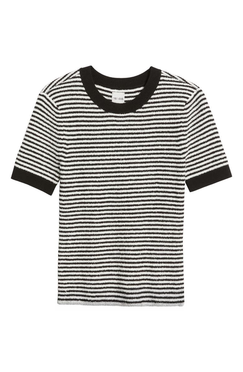 NIC+ZOE Textured Stripe T-Shirt Sweater, Alternate, color, Black Multi