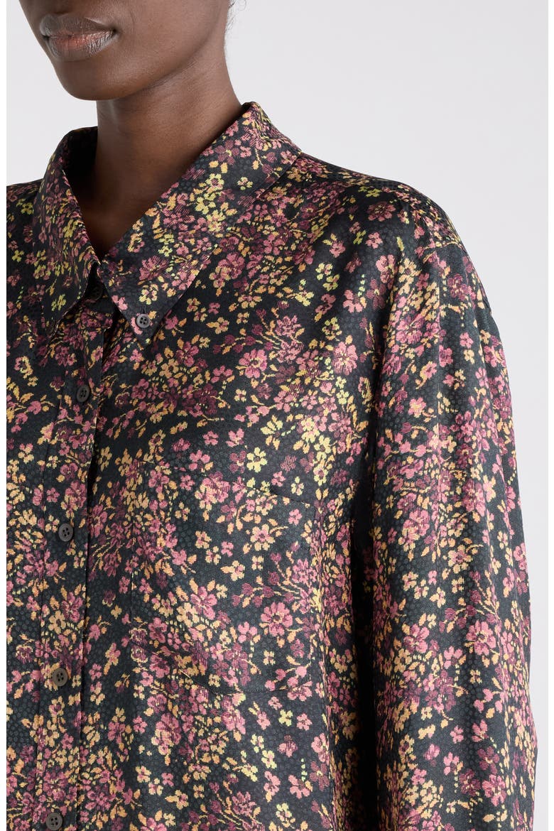 Cheers Floral Long Sleeve Shirt, Alternate, color, BLACK