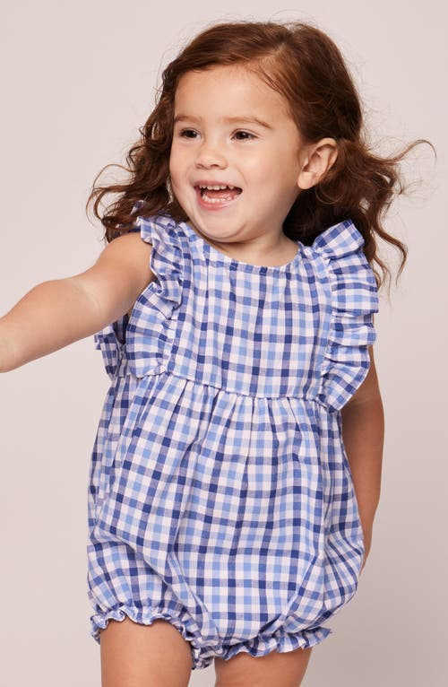 Shop Petite Plume Gingham Check Bubble Romper In Blue