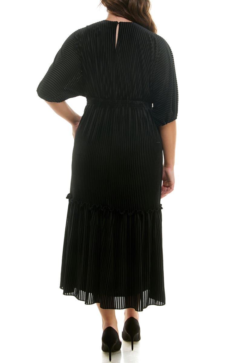 Taylor Dresses Burnout Stripe Puff Sleeve Maxi Dress, Alternate, color, 