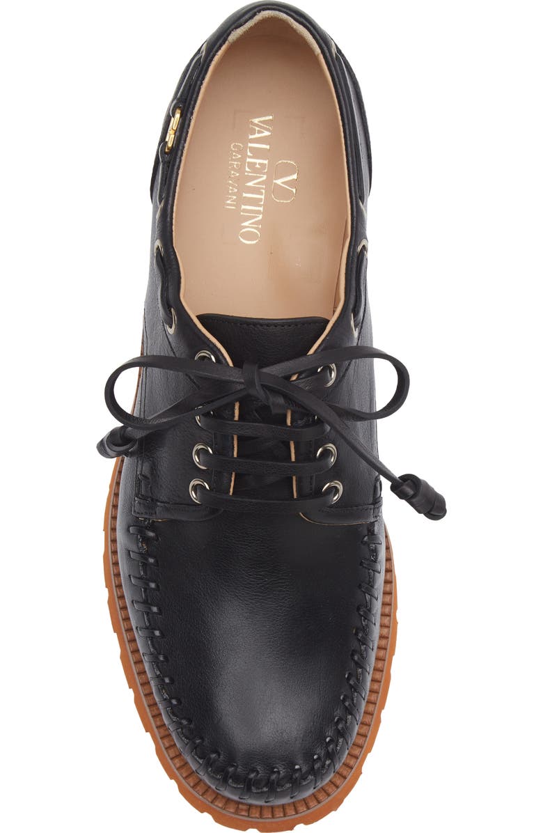 Valentino Garavani Lug Sole Boat Shoe, Alternate, color, Black