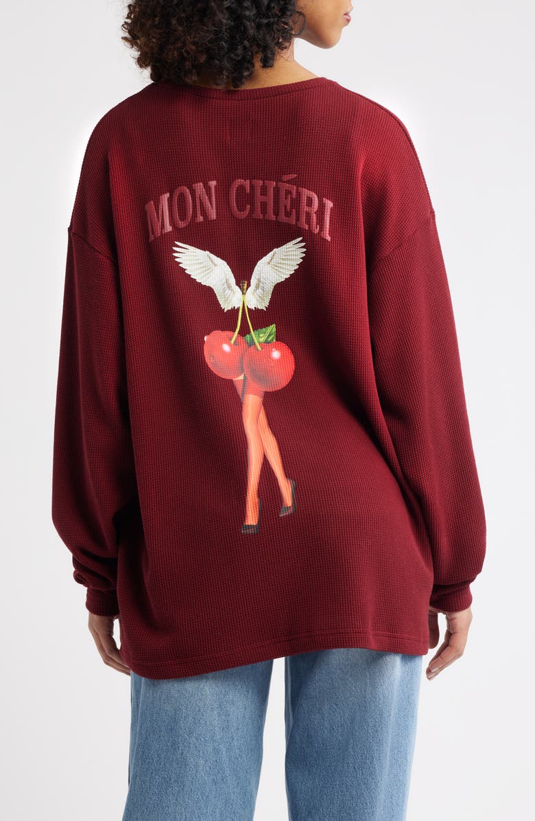 BOYS LIE Mon Cheri Thermal Boyfriend Sweatshirt, Alternate, color, Wine