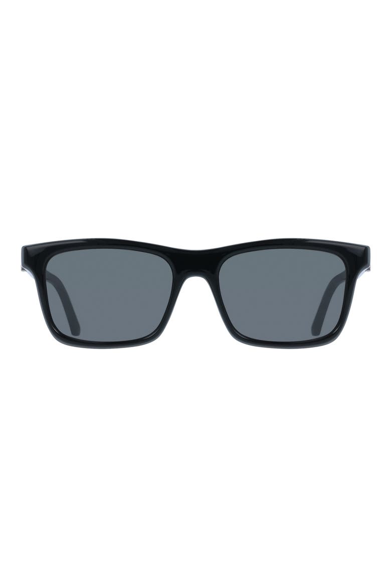 55mm Rectangular Sunglasses, Main, color, BLACK
