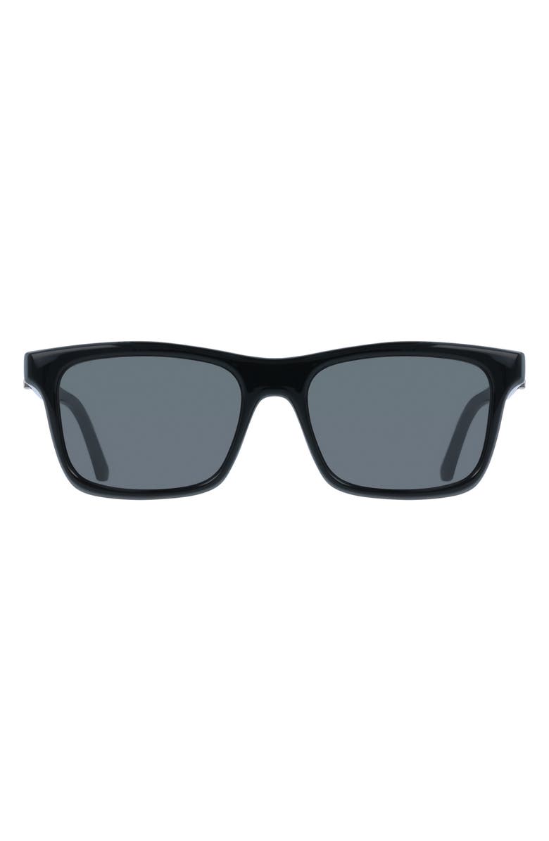 FERRAGAMO 55mm Rectangular Sunglasses, Main, color, Black