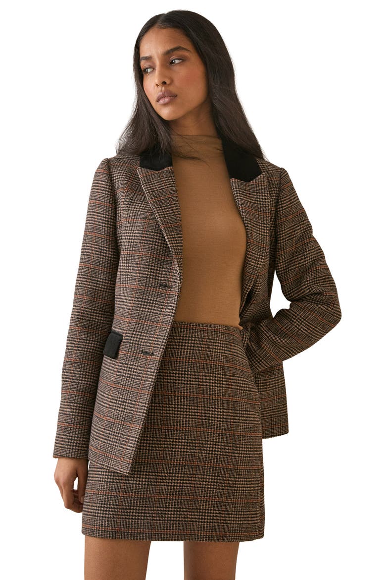 Heritage Check Pelmet Skirt, Alternate, color, DARK BROWN