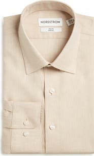 Nordstrom Trim Fit Premium Silk Herringbone Dress Shirt