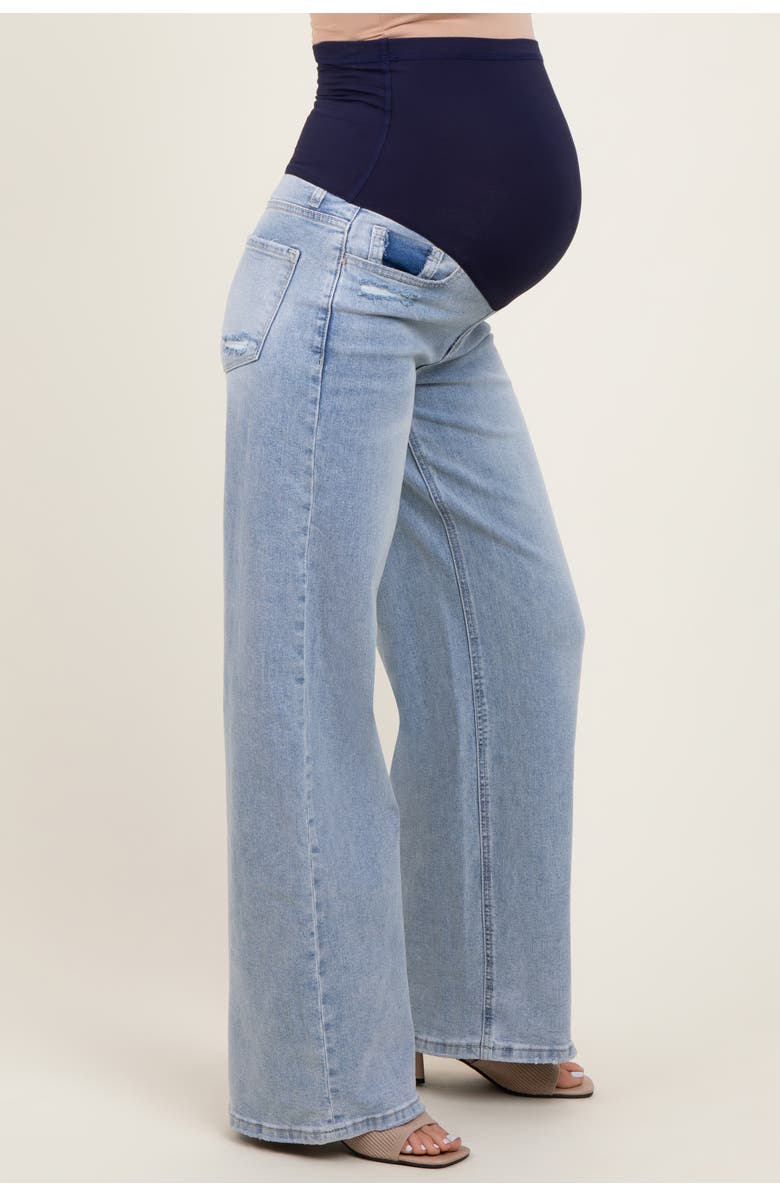 PinkBlush Lightly Distressed Wide Leg Maternity Jeans, Alternate, color,