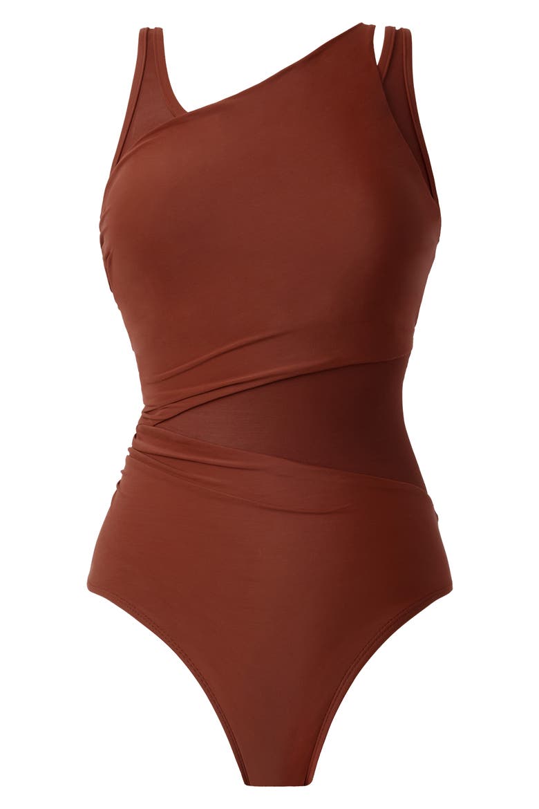 Illusionist Azura Underwire One-Piece Swimsuit, Alternate, color, COPPER BROWN