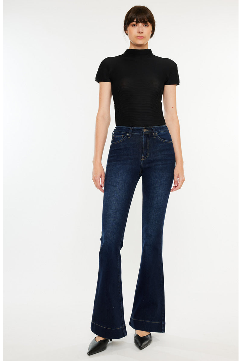 Roxanne High Rise Flare Jeans, Alternate, color, Dark Wash